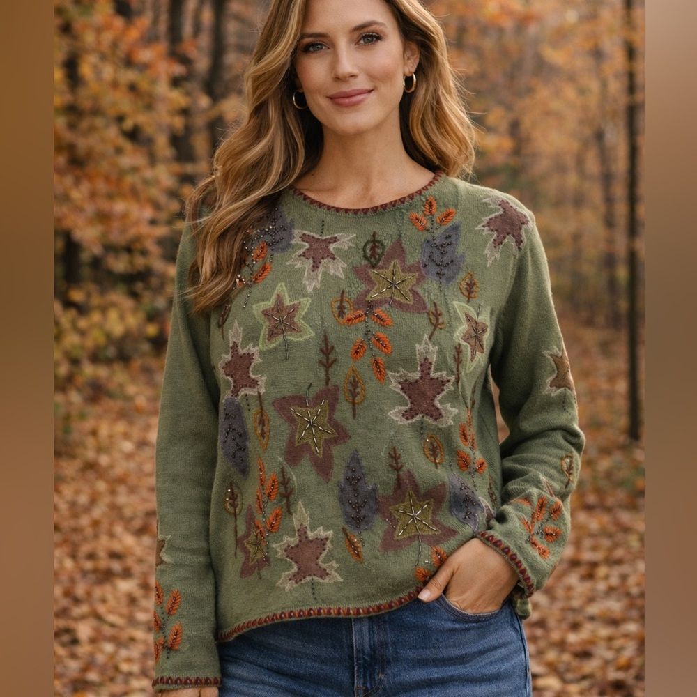 Mandal Bay Fall Knit Sweater Beaded & Embroidered